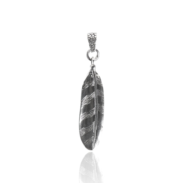 Owl Feather Pendant Medium - Sterling Silver