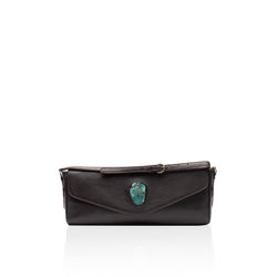 Queen Isabella Brown Bison Clutch with Chrysocolla Druzy