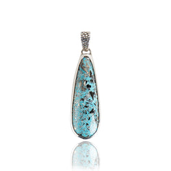 Sterling Silver Large Persian Turquoise Pendant