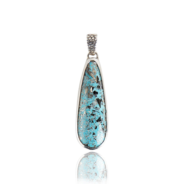 Sterling Silver Large Persian Turquoise Pendant