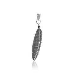 Owl Feather Pendant with .5 carat round gemstone- Large Sterling Silver