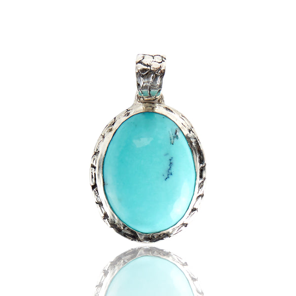 Sterling Silver Ostrich Mexican Turquoise Pendant