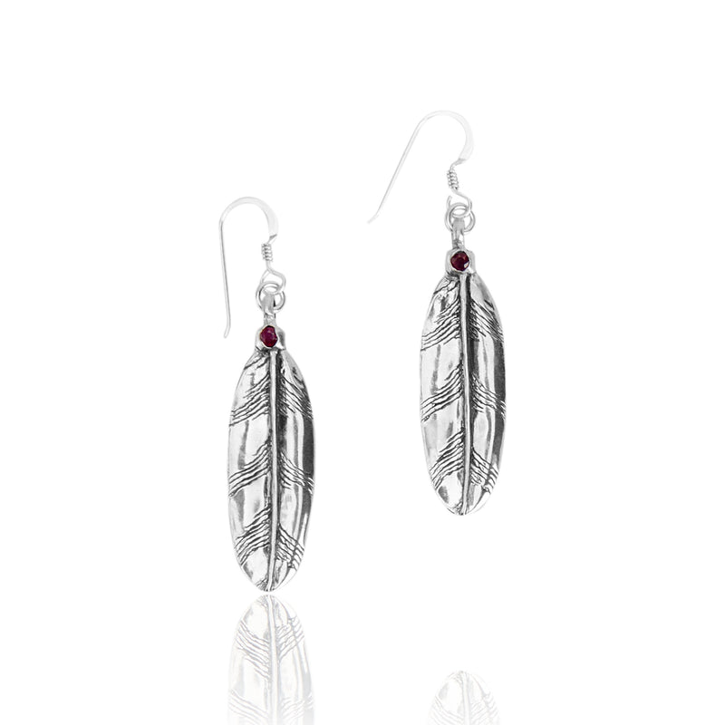 Owl Small Feather Earrings with Stones