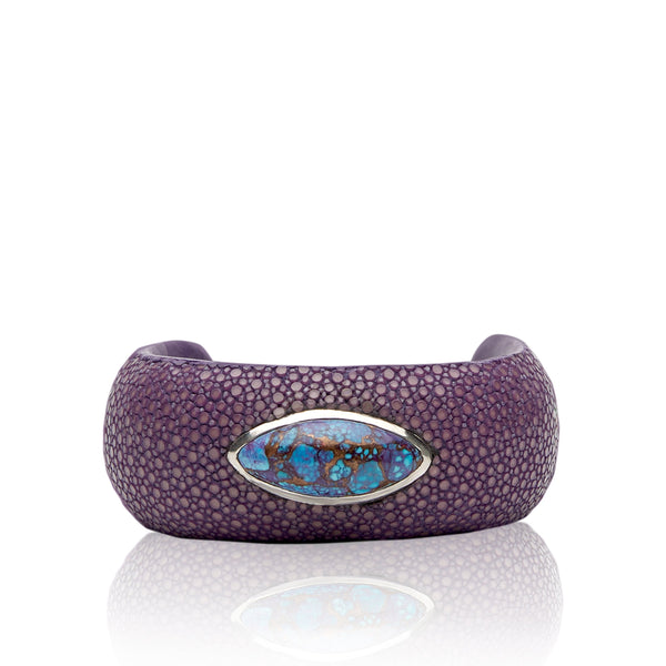 Exotic Leather Cuff with Stone