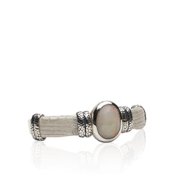 Sterling Silver Alligator and Opal Cuff