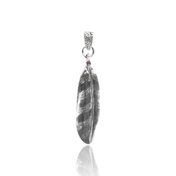Owl Feather Small Sterling Silver Pendant-with a 3mm Stone